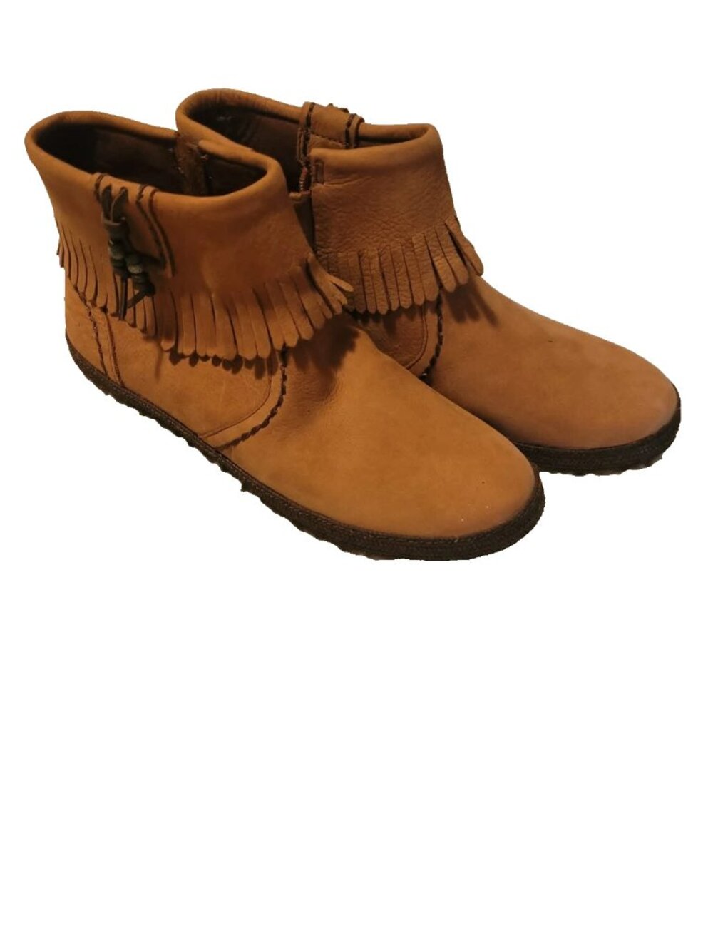 UGG Tiana Brown Leather Moccasin Boots Women's Size 9.5 NEW No Box Fringe Beads